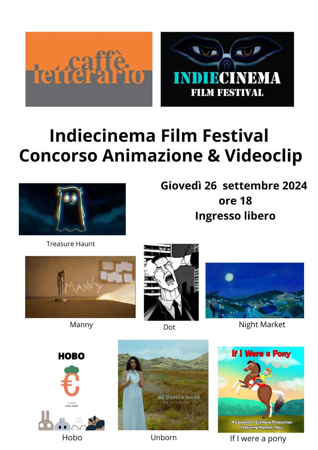 Caffè Letterario: animazione & videoclip da Indiecinema Film Festival