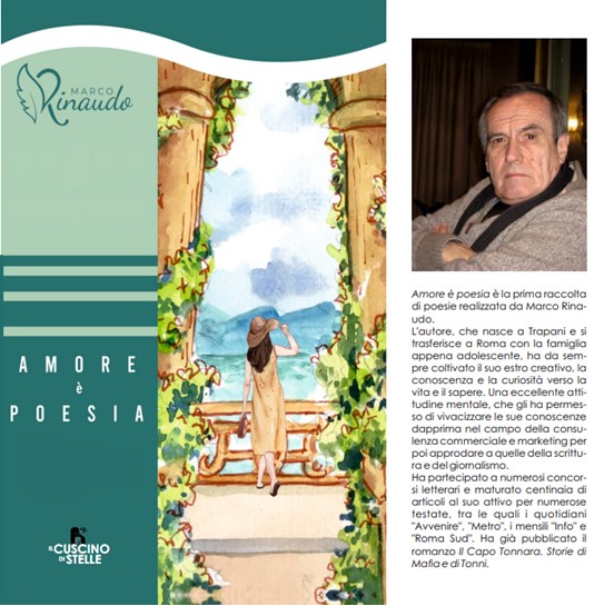 “Amore è poesia”, il nuovo libro di Marco Rinaudo il 17 settembre a Villa De Sanctis Park – Casa della Cultura