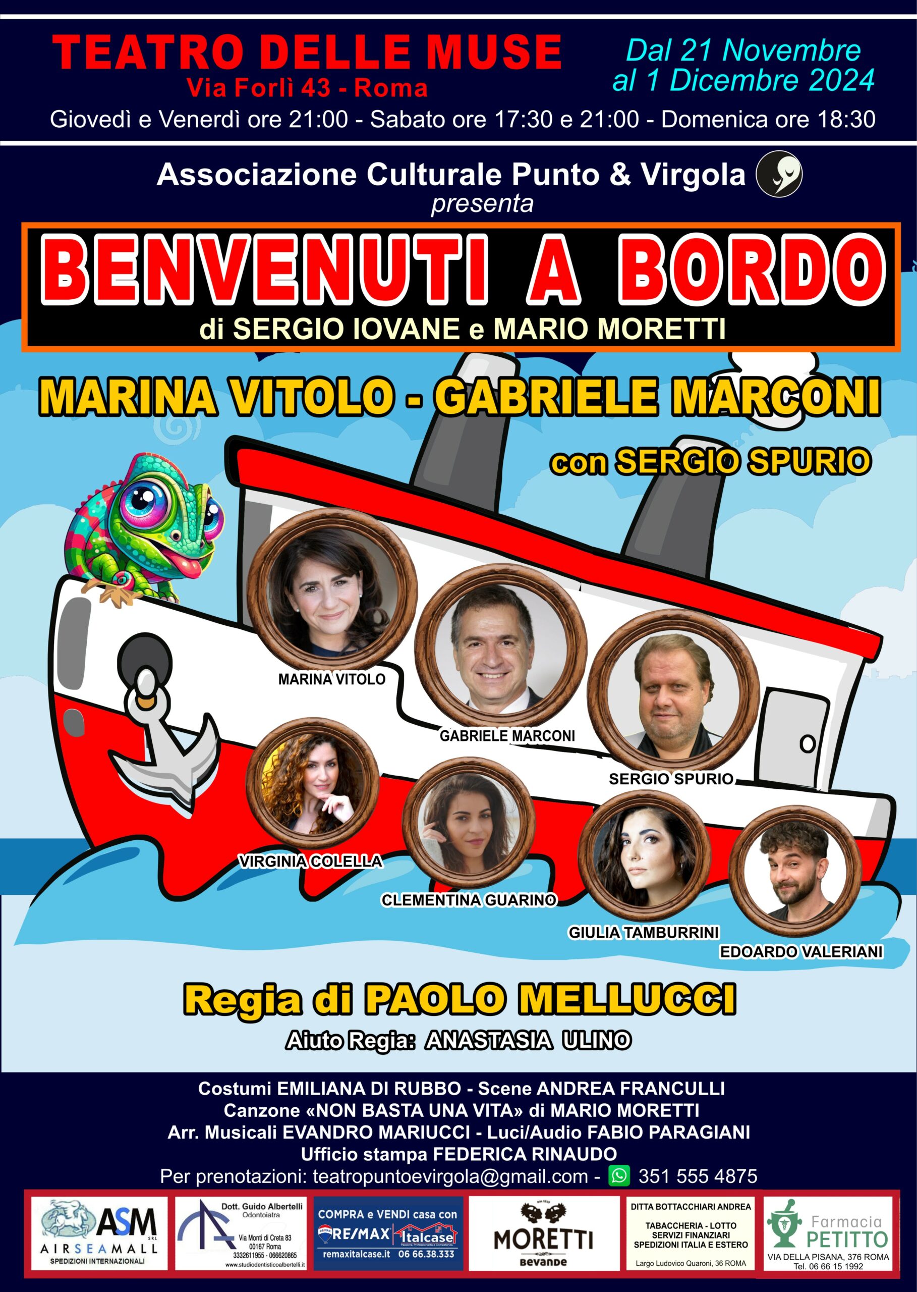 Teatro delle Muse si trasforma in una nave per il debutto di “Benvenuti a bordo” con Marina Vitolo, Gabriele Marconi, Sergio Spurio