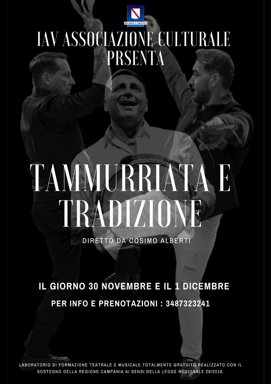 Si registra il sold out per il laboratorio gratuito di danza e di “Tammurriata e Tradizione”, organizzato dall’Associazione Culturale IAV e tenuto da Cosimo Alberti.