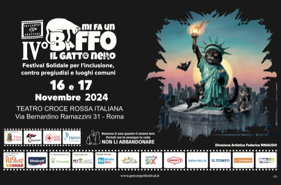 Contro le false credenze sugli animali pet e wild arriva il festival inclusivo “Mi fa un baffo il gatto nero”, 16 e 17 novembre Teatro della Croce Rossa Italiana. Ad aprire le giornate il convegno “Mondo Pet: Prima, durante e dopo di noi. Aspetti tributari, legali e sanitari dall’adozione al distacco”