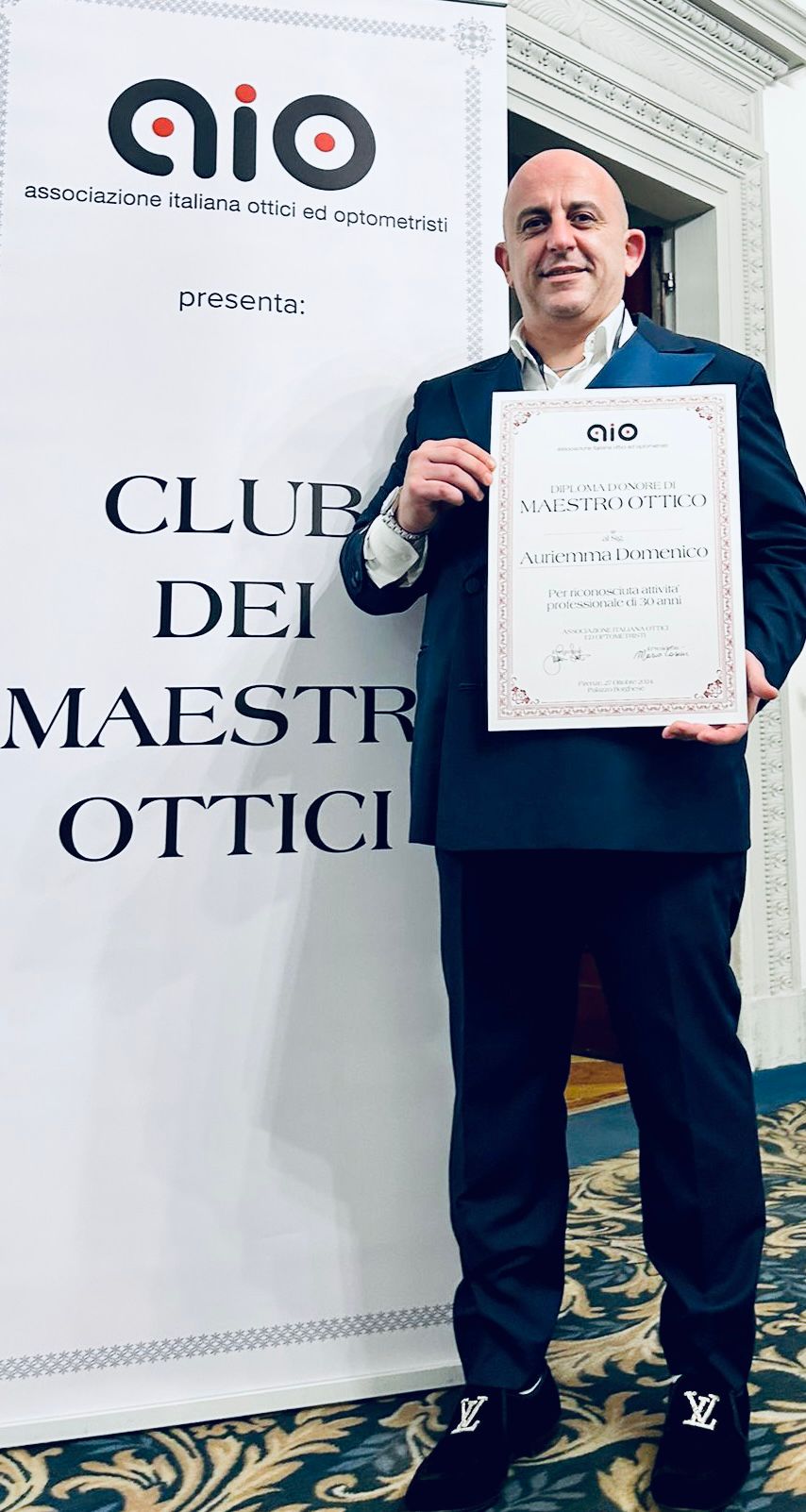 Domenico Auriemma premiato a Firenze come “Maestro Ottico”