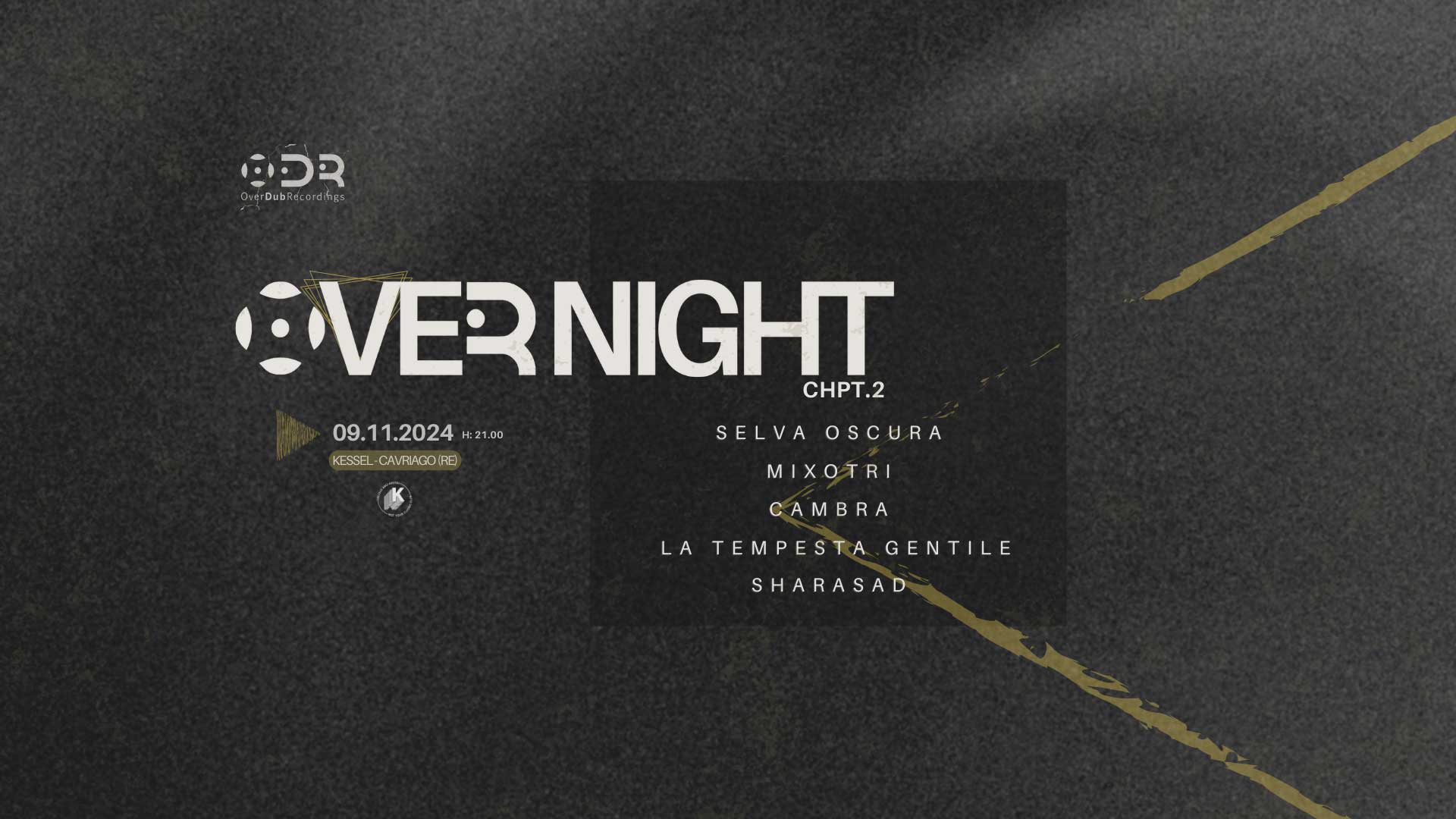 Overdub Recordings presenta “Overnight CHPT.2”: sabato 9 novembre al Kessel di Cavriago