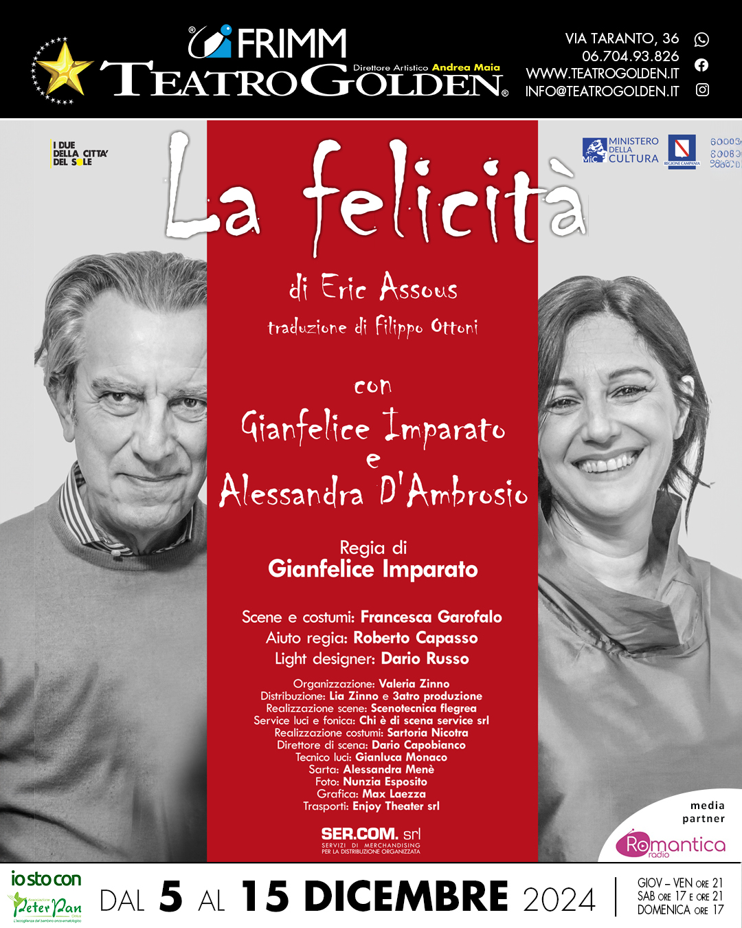 Al Teatro Golden  Gianfelice Imparato e Alessandra D’Ambrosio in “La felicità” dal 5 dicembre 2024